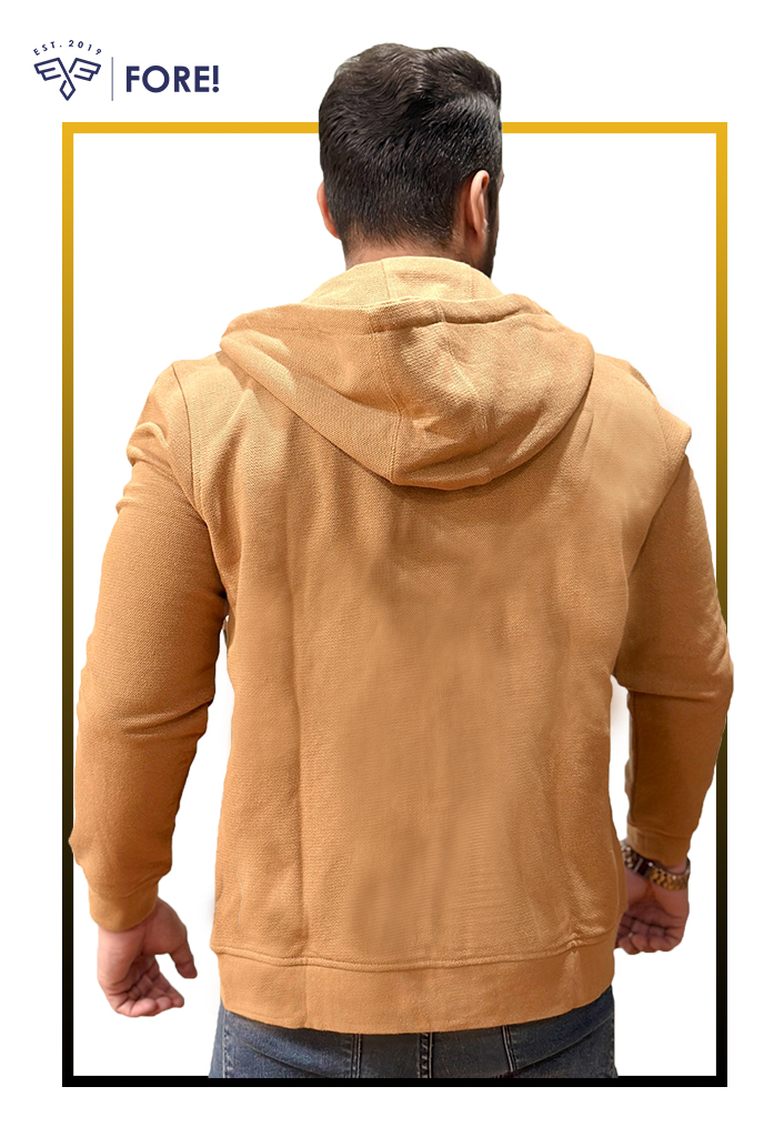 Camel Brown Double Zipper Hoodie