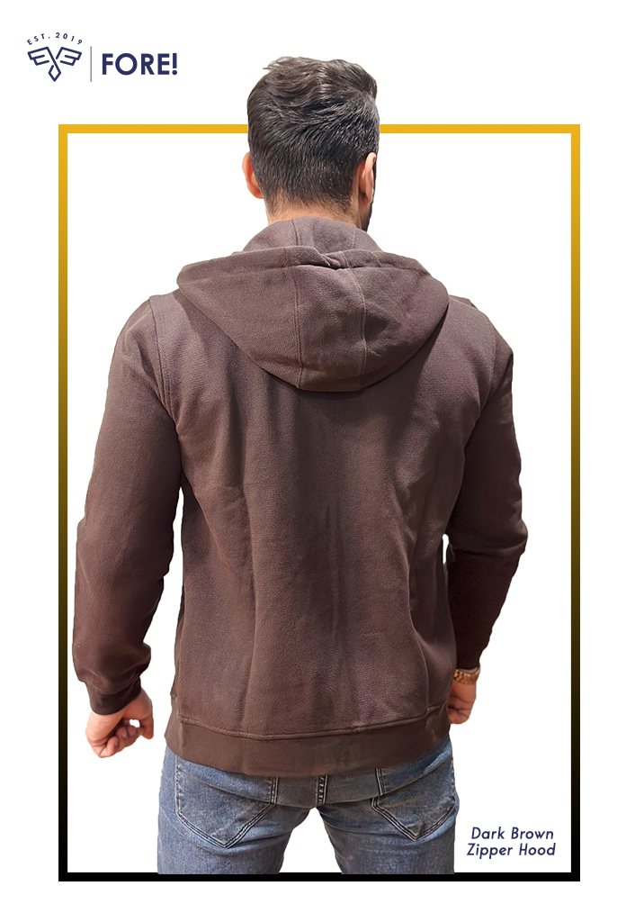Chocolate Brown Double Zipper Hoodie
