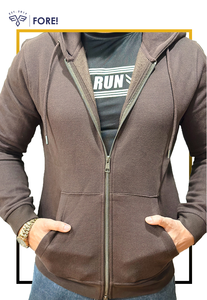Chocolate Brown Double Zipper Hoodie