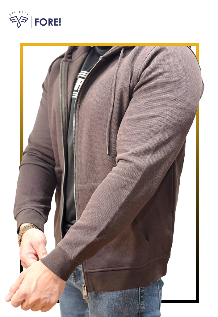 Chocolate Brown Double Zipper Hoodie