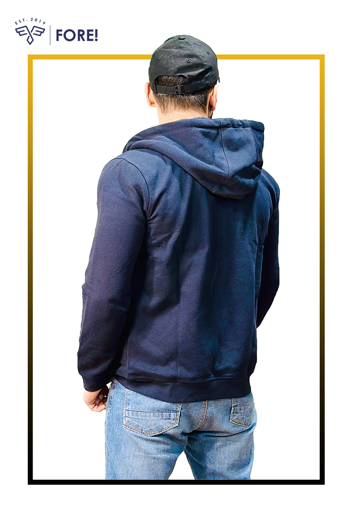 Navy Blue Double Zipper Hoodie