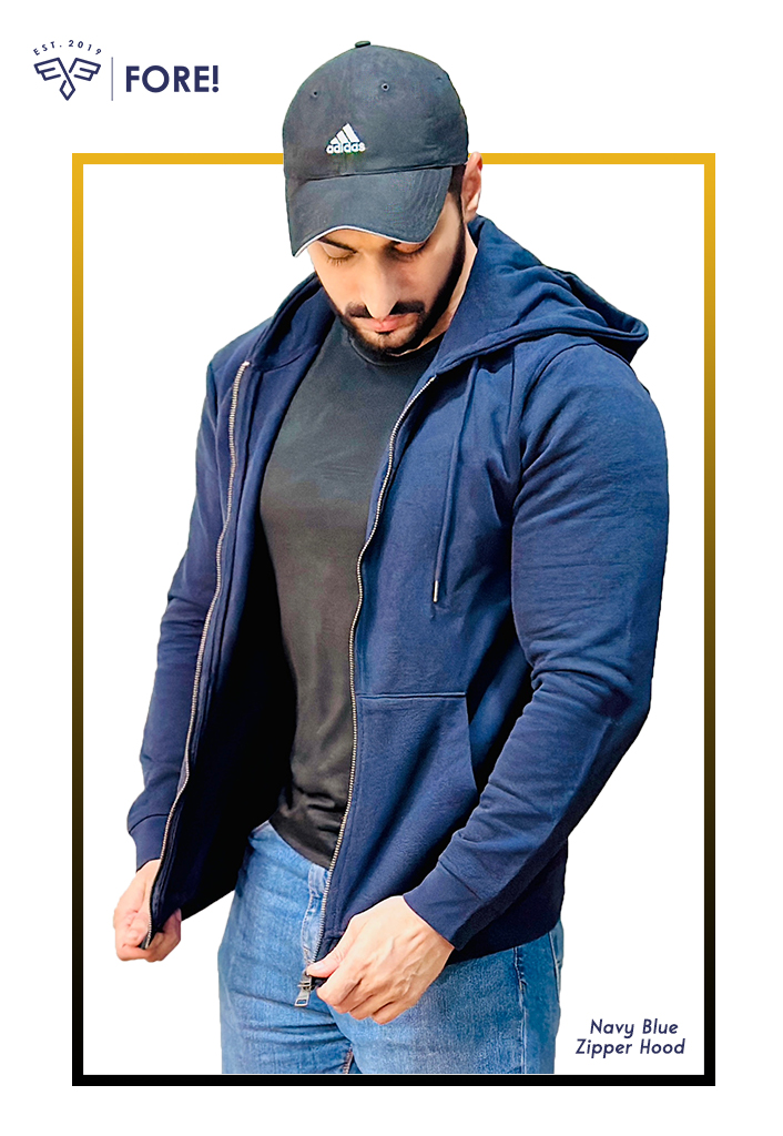 Navy Blue Double Zipper Hoodie